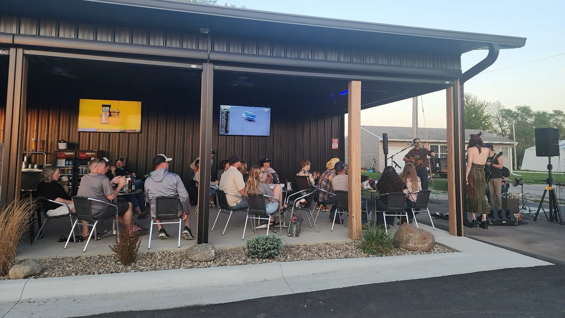 enjoy an ice cold drink on our patio with friends