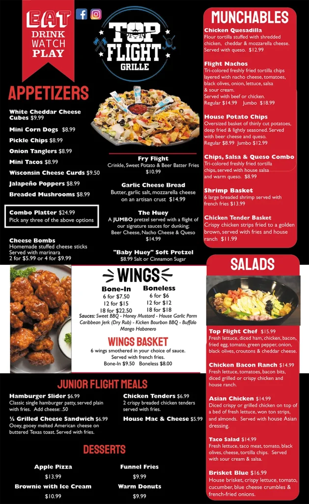 Top Flight Grille food menu
