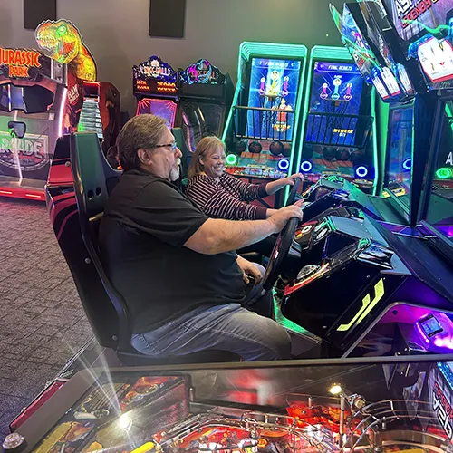 arcade driving games at Top Flight Grille