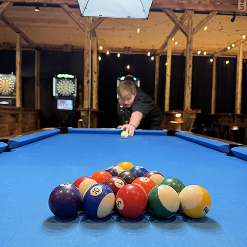 multiple pool tables at Top Flight Grille