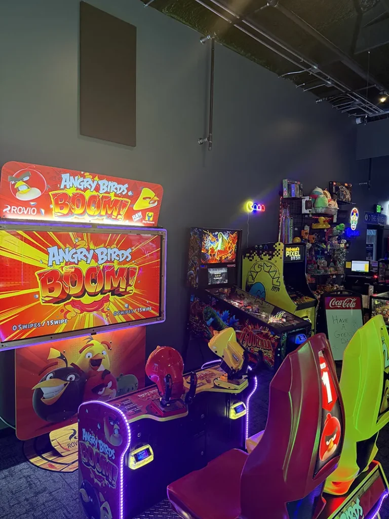 angry birds arcade game at Top Flight Grille