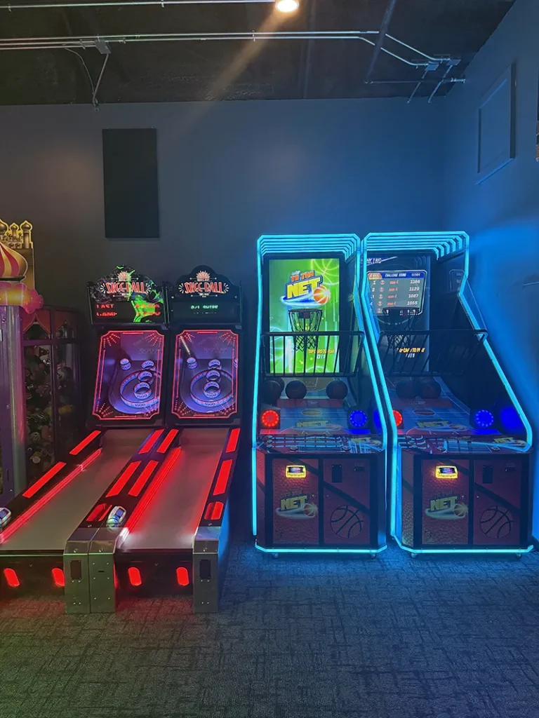 Skeeball and basketball at Top Flight Grille